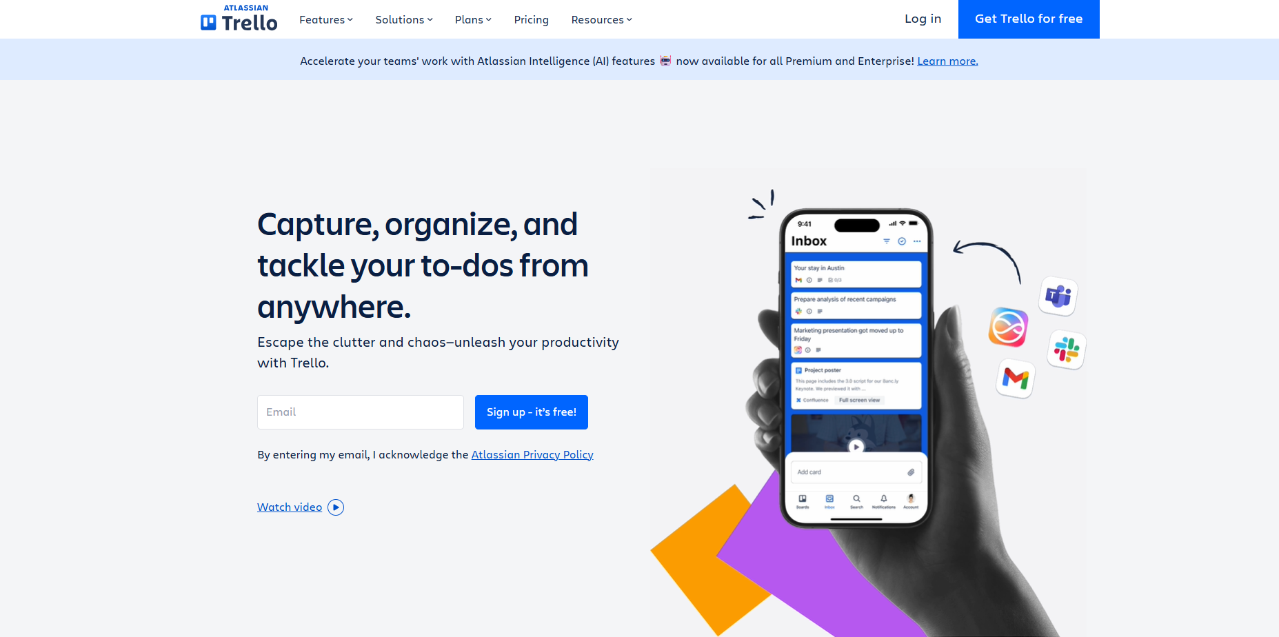 Лендинг продукта Trello